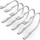 Umefly 1ft 5 Pack Durable USB A to USB Type C 3A Fast Charging Cord, Compatible with Samsung Galaxy S20/S10/S9/S8 Note 20/10/9/8, Moto Z/Z2, LG G5/G6/V20/V30/V40 and new USB-C devices (White)