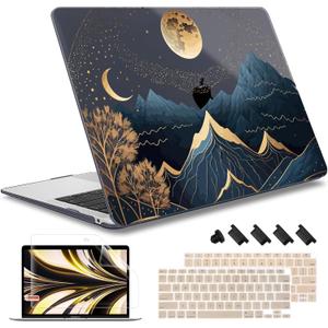 May Chen Compatible with MacBook Air 13 inch Release 2021 2020 2019 2018 (Models: M1 A2337/A2179/A1932), Plastic Hard Shell Case for MacBook Air 13 with Retina Display & Touch ID, Starry Mountain