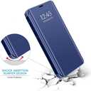 Galaxy A36 Cases Compatible with Samsung A36 Flip Cell Phone Case Clear View Mirror Flip Cover PU Leather with Kickstand Protective Cover for Samsung Galaxy A36 (Blue)