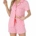 Pjmlifecoco Valentines Day Pajamas Women Womens Cute Pajamas Button Down Modal Pyjamas Shorts Set Short Sleeve Two Piece Sleepwear Pjs Lounge Sets