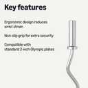 Amazon Basics Olympic 2-Inch Curl Barbell Bar, 47", Chrome