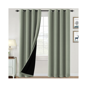 H.VERSAILTEX 100% Blackout Curtains for Bedroom Thermal Insulated Blackout Curtains 84 inch Length Heat and Full Light Blocking Curtains for Living Room with Black Liner 2 Panels Set, Light Sage