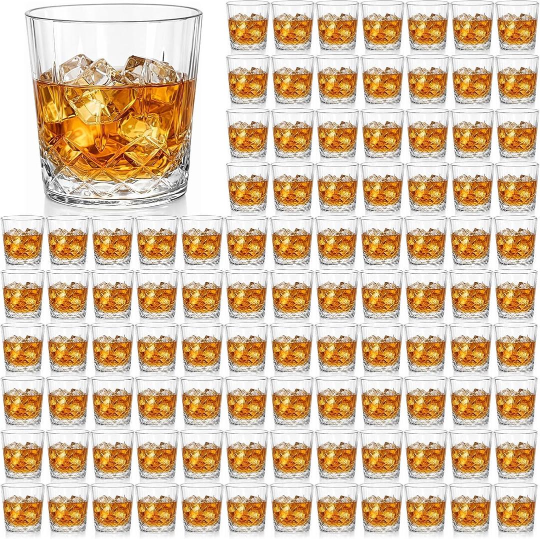 Yungyan 100 Pcs 10 oz Plastic Clear Whiskey Glasses, Clear