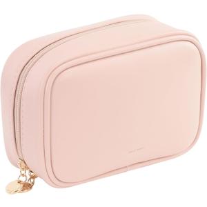 2 x RIGHT AWAY Small Makeup Bag for Purse,Cosmetic Bag Organizer for Women,Waterproof PU Leather Make Up Pouch Toiletry Bag with Pockets,Portable Makeup Case for Travel Accessories&Accessories(Pink)