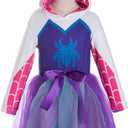 Tutu Costume for Girls Spider-Man Spider-Gwen dress Girls Cosplay dresses (10 Years, White)