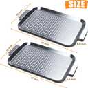 Grill Pan Set of 2, BBQ Grill Topper for Outdoor Grill, Stainless Steel Grilling Baskets with Holes and Handles, Perforated Food Tray Barbecue Accessories for Vegetable, Fish, Middle x 2
