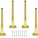 Seimneire 3pcs 12 Inch Furniture Legs, Straight Conical Metal Legs Luxury Gold Mid-Century Style Furniture Feet for Sofa Cabinet Table Chair Cupboard Couch Ottoman Home DIY Projects