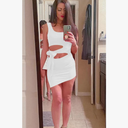Womens Sexy Bodycon Cut Out Sleeveless Outfit Mini Club Tank Dress. Size S