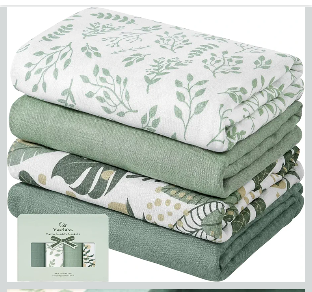 Yoofoss Muslin Swaddle Blankets, Organic Baby Blankets, 47 x 47 Inches Receiving Blanket for Baby Boys and Girls, Baby Essentials for Newborns Soft Breathable
