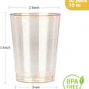 Goodluck 10 oz 50 PCS Gold Glitter Plastic Cups, Disposable Glitter Cups, Elegant Plastic Cocktail Glasses, Fancy Party Cups for Wedding, Birthday, Holiday