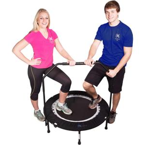 MXL Maximus PRO Folding Rebounder  Premium 40 Indoor Mini Trampoline with Bar for Adults and Kids, Fitness & Weight Loss, Folding Frame, Stability Bar, DVD & Online Workouts, 310lb