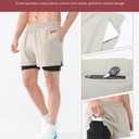 Cosmolle Men's 2-in-1 Quick-Dry Workout Shorts Built-in Liner Elastic Waistband Multi-Pocket Design for Gym Basketball (XXL)