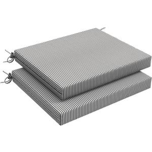 LVTXIII Outdoor Seat Cushions Seasonal Replacement Chair Cushions, Square Patio Chair Pads with Ties for Dining Chairs and Garden Furniture,18.5"x16"x2", 2 Pack, Strip Grey (Set of 2)