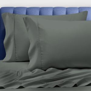 Pizuna Pure 100% Luxury Cotton Queen Size Pillow Case Dark Grey, 1000 Thread Count 100% Long Staple Cotton Sateen Pillowcase, Pillow Covers with Stylish 4" Hem (Combed Cotton Pillowcase)