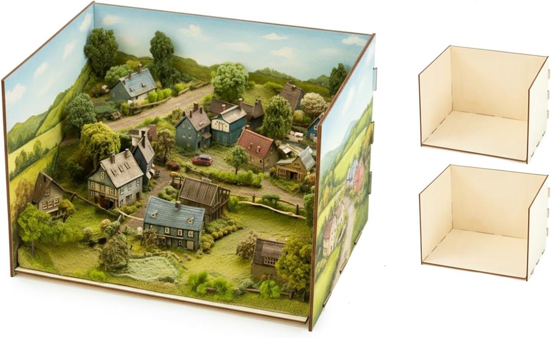 Yalikop 2 Pcs Unfinished Wood Diorama Display Case Christmas Box 11.8 x 8.7 x 8.3 Inches for DIY Craft Projects, Miniature Figures, Dollhouses, Rainforest Scenes (4 Sides)
