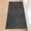 Chenille Absorbent Front Door Mat 48" x 24", Dog Door Mat for Muddy Paws, Dirt Trapper Doormat, Mud Mat for Dogs, Washable Non Slip Outdoor Indoor Doormats for Entryway, Grey
