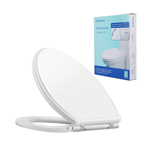 Hibbent Premium Elongated Toilet Seat with Cover Quiet Close, One-Click to Quick Release, Easy Installation Non-Slip Seat Bumpers, Slow Close Toilet Seat and Cover, Easy Cleaning-White Color,
