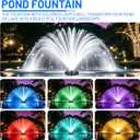 Pond Fountain Aerator with Lights,Pond Fountain with 4 RGB Lights,1HP 750W 110V Floating Pond Fountain with 100FT Power Cord& Timer,Pond Fountains for Large Ponds,Lakes