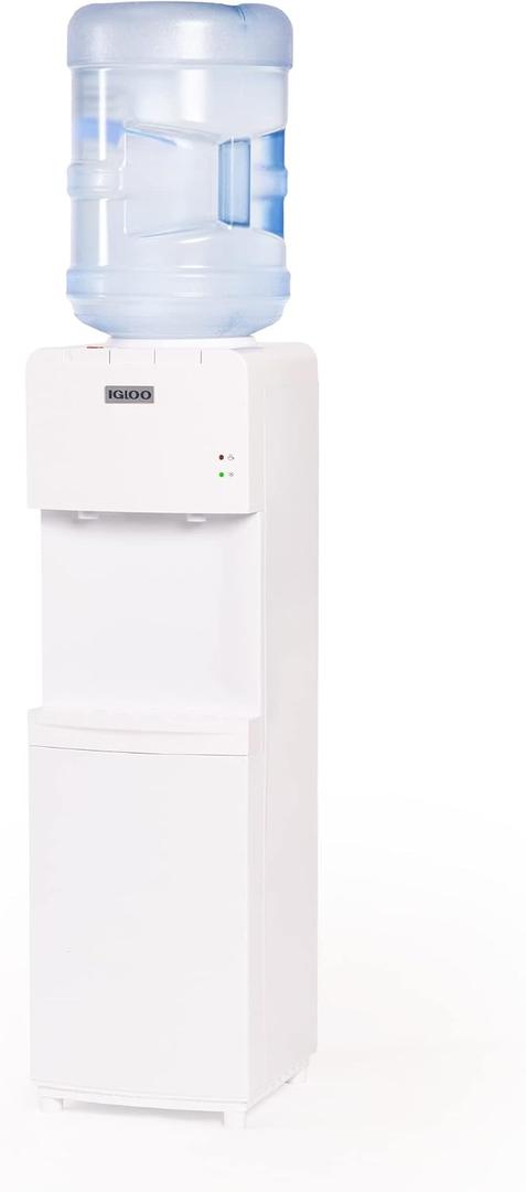 Igloo Top Loading Water Cooler with Removable Drip Tray & Energy-Saving Features- Water Tower with Hot & Cold Temperature Settings- Water Dispenser Fits 3 & 5-Gallon Jugs with Child Safety Lock- White