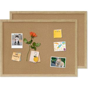 Cork Board Bulletin Board 2Pack,23x17 Cork Board for Office with Pin Oak Wood Boards,Message Board or Vision Board Decoration.Board Wood 1Pack (17x23)
