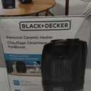 BLACK+DECKER Personal Ceramic Heater, Space Heater for Office Desk, Home Office & Personal Use Desk, 2 Heat & Fan Only Settings, Adjustable Thermostat, BHDC201, Black