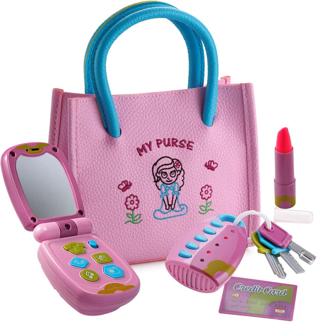 Dress-Up-America Toddler Purse  Pretend Play Purse Toys for 1, 2, 3 Year Old Girl, My First Purse Birthday Gift for Toddlers and Girls