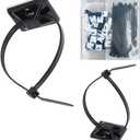 Strong Self Adhesive Wire Clips Cable Zip Tie Mounts 3/4" with 6 Inch Zipties Black UV Protection Outdoor 100 Pcs,Sticky Wire Fasteners Cable Guide Management Mounting Suqare Holder Anchor Base Small (0.75x0.75")