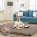 Baby Play Mat for Floor Nursery Rug Muscle Mat Area Rug Playroom Rug 65"x50" Playpen Mat Memory Foam 1.3" Thick Crawling Mat for Babies,Toddlers, Infants, Kids,Camel