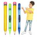 4 Pcs Inflatable Crayons Balloons Neon (2) 42" and (2) 26" Blow up Crayons Giant Prop Decorations for Birthday Classroom Party Decor Back to School Decorations, Red/Green 