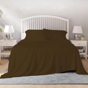 4 Piece 100% Egyptian Cotton King Size Sheet Set 1000 Thread Count Luxury Ultra Soft Bed Sheets Fits Mattress Upto 18" Inch Deep Pocket, King Size - Chocolate Solid