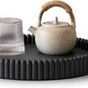 Coffee Table Tray, Home Decor Round Tray, Concrete Black Coffee Table Decor Trays, Serving Decorative Trays for Dining Table