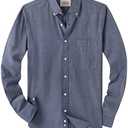 Alimens & Gentle Mens Solid Oxford Shirt Long Sleeve Dress Shirt Work Casual Button Down Shirts with Pocket, Navy, 5XL