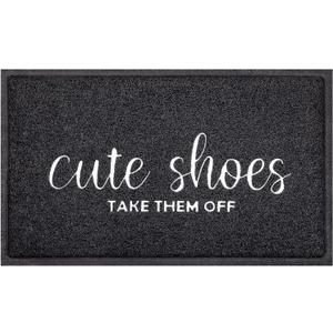 AOAOPQ Welcome Mat Indoor Front Door Mats Outdoor for Home Entrance Durable PVC Material with Non Slip Rubber Backing Cute Shoes TAKE Them Off Mats Doormat for Indoor Outdoor High Traffic Areas (1'6" x 2'6" (Rectangular), Black)
