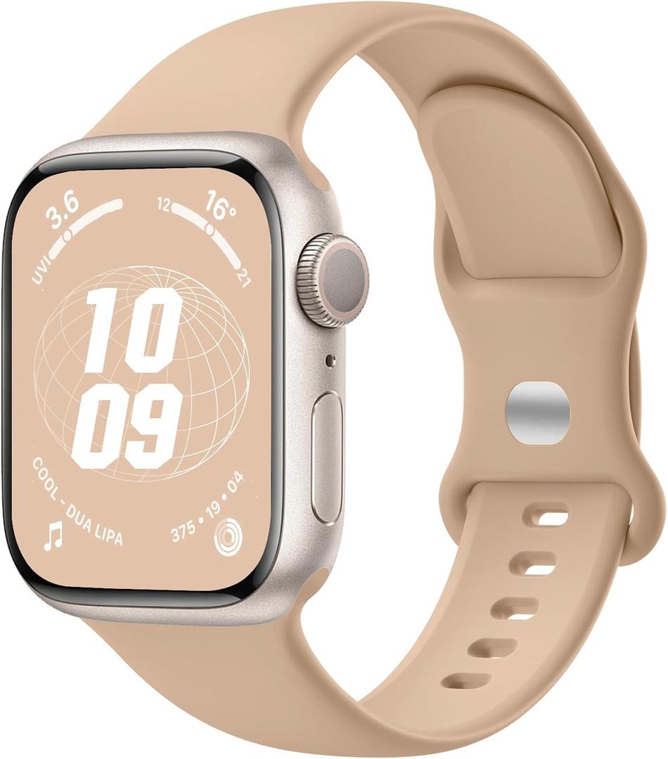 IMIVIO Sport Band Compatible with Apple Watch 38mm 40mm 41mm 42mm 44mm 45mm 46mm 49mm, Soft Silicone Waterproof Replacement Strap for iWatch Bands Series 10 9 8 7 6 5 4 3 2 1 SE Ultra/Ultra 2 (Milk Tea)
