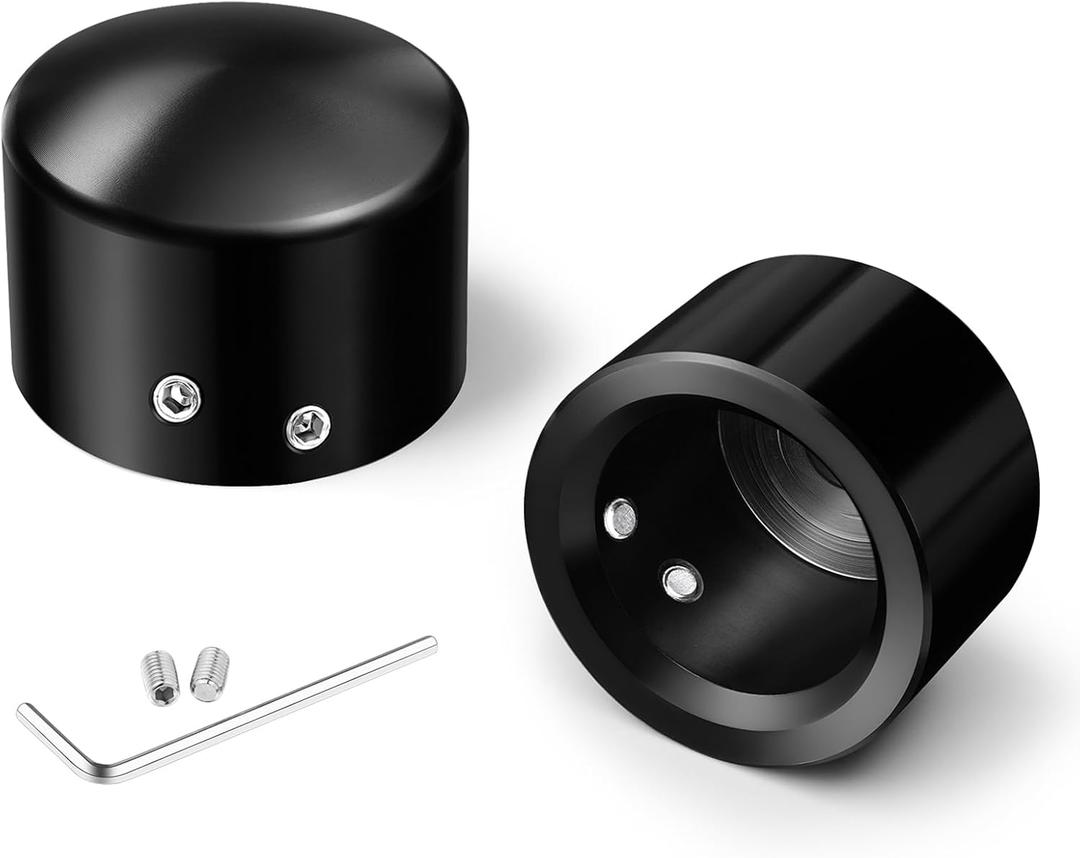 Benlari CNC Front Axle Nut Covers fit for Harley, Black Axle Nut Caps Compatible with Harley Davidson Touring Sportster Trike Dyna Softail Street Glide Road King Iron 883 Fat Boy 2002-2023