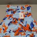 GRACE KARIN Women Strapless Dress Casual Loose Ruched Long Maxi Dress with Pockets (Medium, Floral-light Blue+orange)