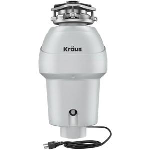 KRAUS WasteGuard 3/4 HP Continuous Feed Garbage Disposal with Ultra-Quiet Motor for Kitchen Sink with Power Cord and Flange Included, KWD211-75MCG