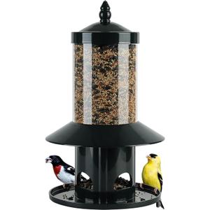 Squirrel Proof Bird Feeder - 360 Feeding Perch Tray for Outdoor Hanging Wild Bird Seeds, Dark Green.