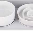 Elevated Slow Feeder Dog Bowls  Ceramic Food and Water Bowl Set with Stand  Raised Pet Dishes for Small and Medium Sized Dogs
