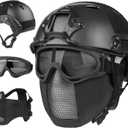 VPZENAR Airsoft Helmet,Black Tactical Helmet,Airsoft Mask Mesh,Elastic Balaclava Mask, Anti Fog Airsoft Goggles, Tactical Full Face Protection, Airsoft Accessories,Military Gear