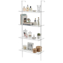 Beeveer Acrylic Ladder Bookshelf Clear Wall Mounted Book Shelf 11.6" D X 23.4" W X 59.4" H, 4 Tier Shelf Sturdy Open Display for Living Room Bathroom Office
