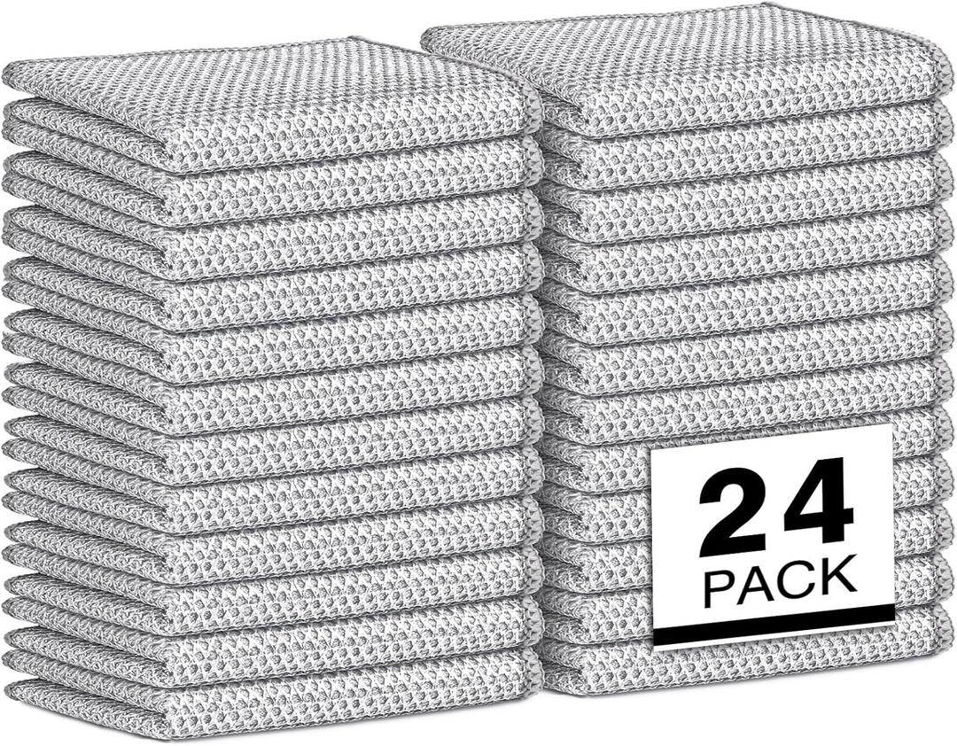 AIDEA Non Scratch Wire Dishcloth 24PK, Wire Dishwashing Rag for Wet and Dry, Washable Dish Rags No Odor, Cleaning Pads Steel Scrubber for Cookware, Sinks, Dishes, Stove Tops, 7"8" (Silver)