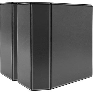 Amazon Basics 5 inch Binder, Heavy Duty, 3 Ring, Customizable View, D-Ring, 2-Pack, Black