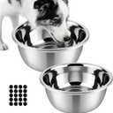 2 Pack Stainless Steel Dog Bowls 6 Cup Large Dog Food Bowl and Water Dish, Non-Slip Metal Pet Bowls for Medium Dogs & Puppies