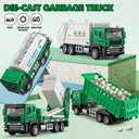 4 Packs Die-cast Mini Garbage Truck Toy, Metal Trash Truck Vehicles Set for Kids, Friction Powered Recycling, Tankers, Alloy Dump Model Toy for Toddlers Boys, 6 inches x 2 inches x 2.8 inches