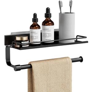 Hand Towel Holder for Bathroom, Self Adhesive Paper Towel Holder Wall Mount for Kitchen, Ideal RV Paper Towel Rack, Matte Black