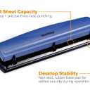 Bostitch Office Premium 3 Hole Punch, 12 Sheet Capacity, Metal, Rubber Base, Easy-Clean Tray, Silver