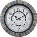 OCEST 18 Inch Large Outdoor Clock Waterproof Thermometer Hygrometer Combo Night Light Illuminated Wall Clocks Battery Operated Silent Non-Ticking Ideal Patio Clock for Garden Pool Porch Yard Garage