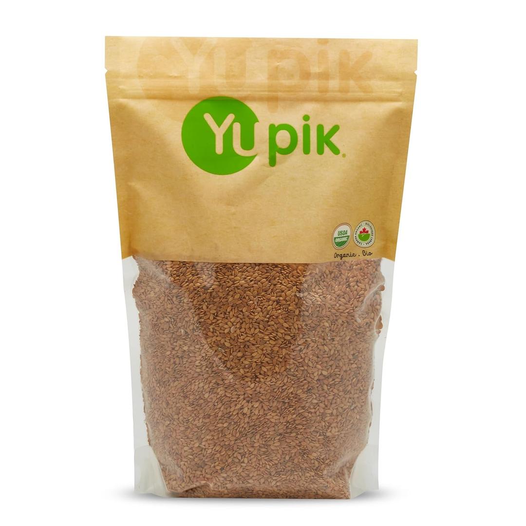 Yupik Organic Golden Flax Seeds, 2.2 lb (35.2 oz), Gluten-Free, Non-GMO, Kosher, Raw Seeds, Excellent Source of Fiber, Source of Omega-3, Plant-Based Protein, Ideal for Beverages, Baking & Topping (EXP 06/09/27)