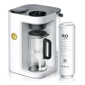 Bluevua RO100ROPOT-Lite Countertop Reverse Osmosis Water Filter System, 3:1 Pure to Drain Ratio, Portable RO Filtration with Remineralization, No Installation, WQA Certified, 6-Stage White